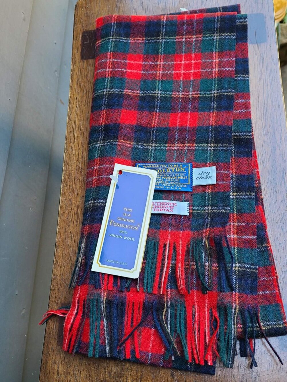 Pendleton Red Plaid 100% Virgin Wool Authentic Christie Tartan Scarf NWT